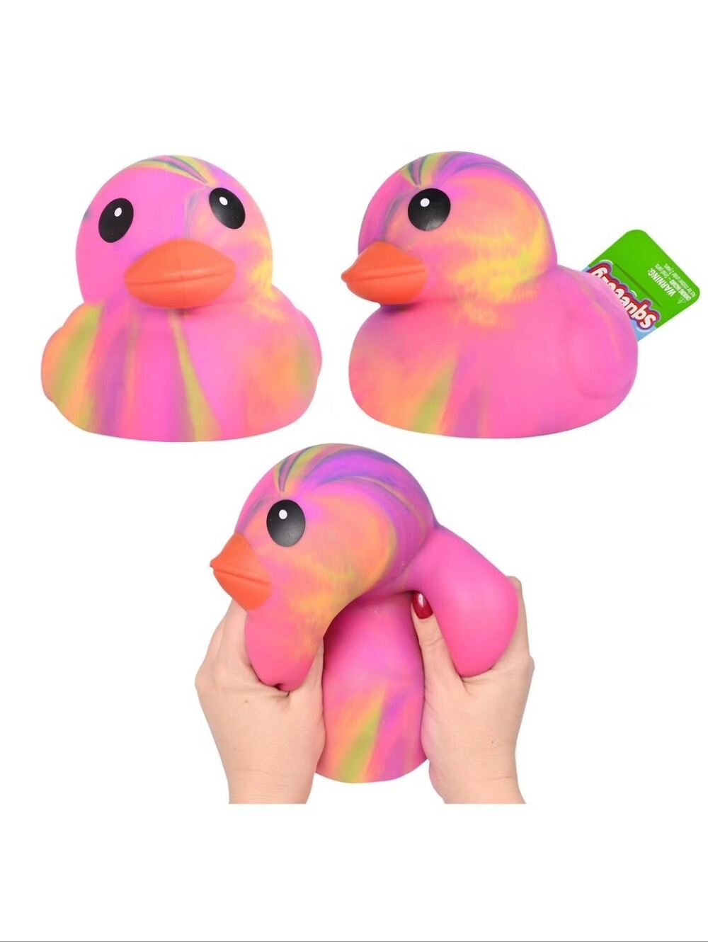 🌈Sunny Days JUMBO Squeezy Duck Tie Dye Pink Squishy Stress Toy Fidget Viral New